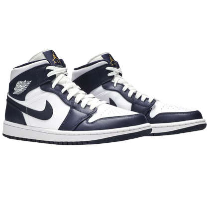 Jordan 1 Mid White Metallic Gold Obsidian